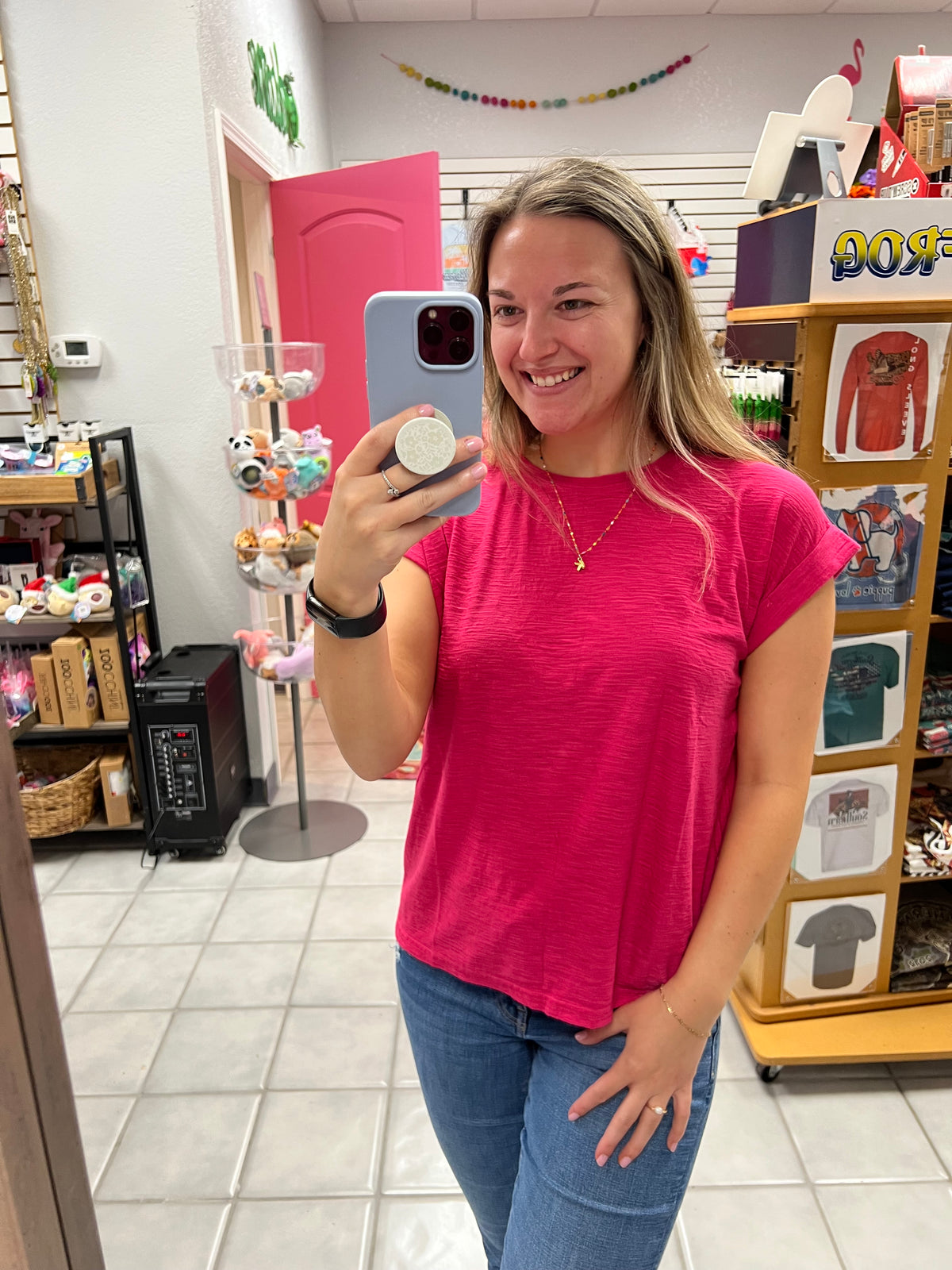 Slub Cuffed Sleeve Top