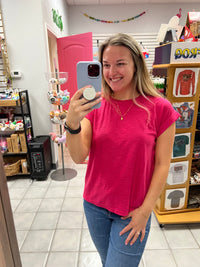 Slub Cuffed Sleeve Top
