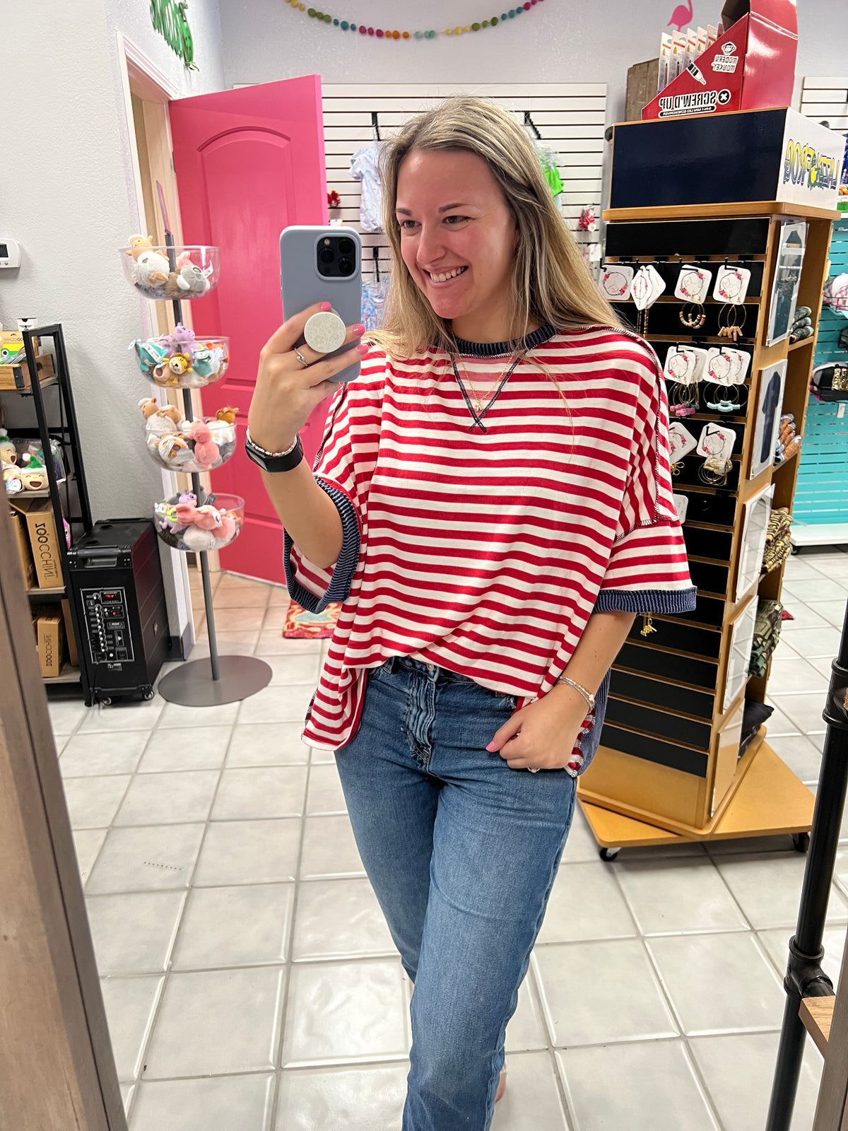 Oversized Red Stripped Top