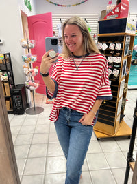 Oversized Red Stripped Top