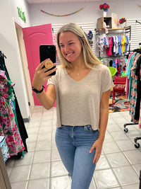V Neck Drop Shoulder Top*