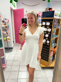 V Neck Smocked Dress