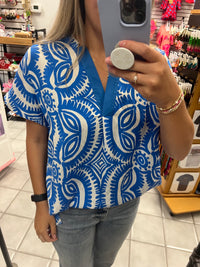 Blue Abstract Top