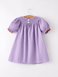 Purple Halloween Smock Embroidery Dress