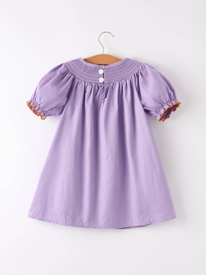 Purple Halloween Smock Embroidery Dress