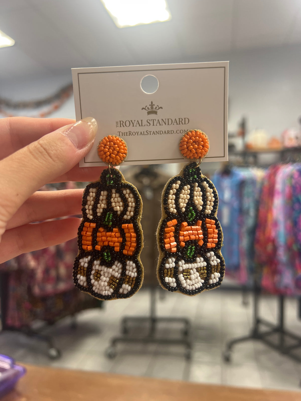 Pumpkin Trio Beaded Earring