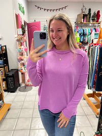 Z Round Neck Ribbed LS Top