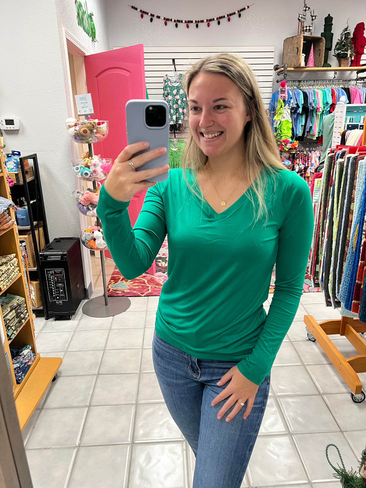 Z Microfiber LS V neck Top