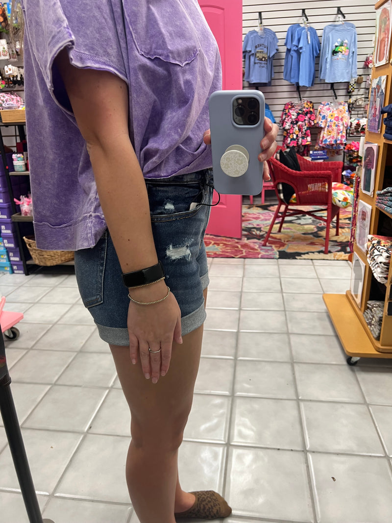 Z Distressed Cuffed Shorts
