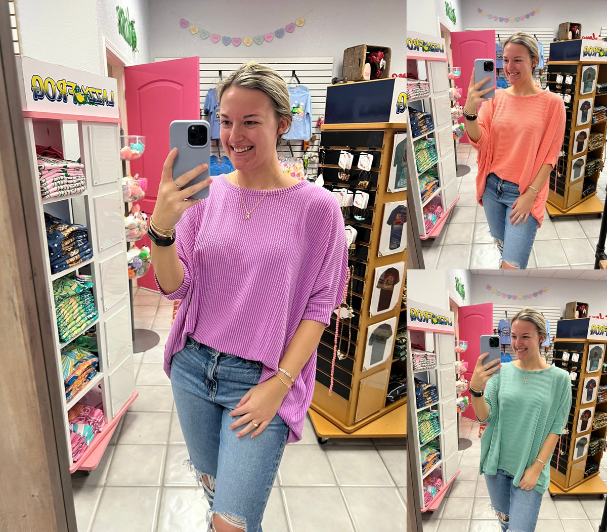 Z Ribbed Bat Wing Top