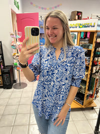 DS Lizzy Blue Paisley Top