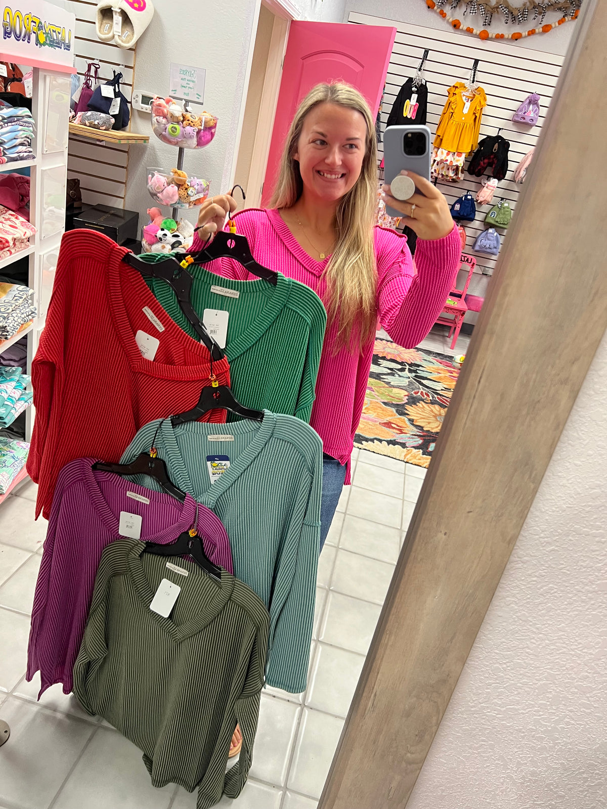 Z LS Ribbed Vneck Top