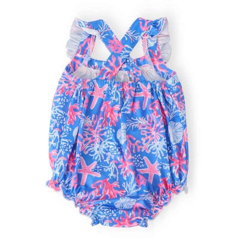 Coral Cove Ruffle Cross Back Romper