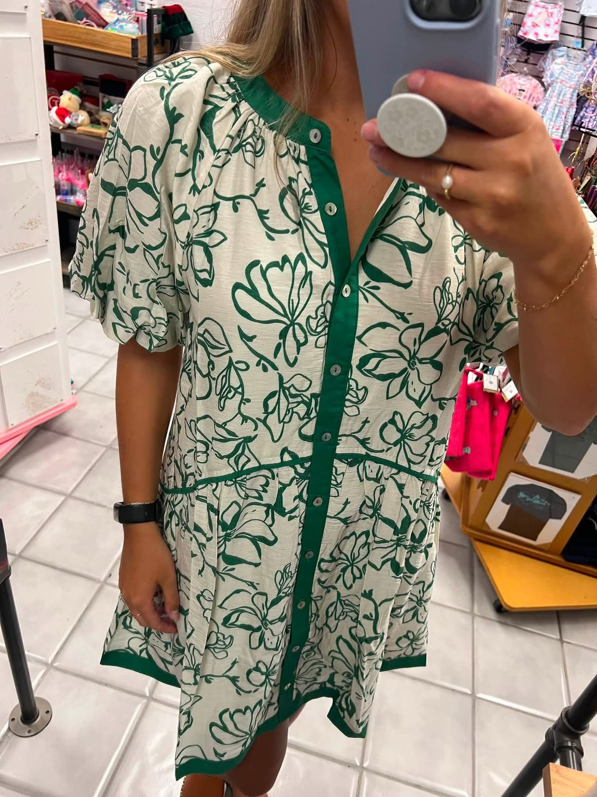 Doe & Rae Green/White Floral Dress