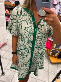 Doe & Rae Green/White Floral Dress