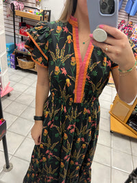 Mix Floral Midi Dress