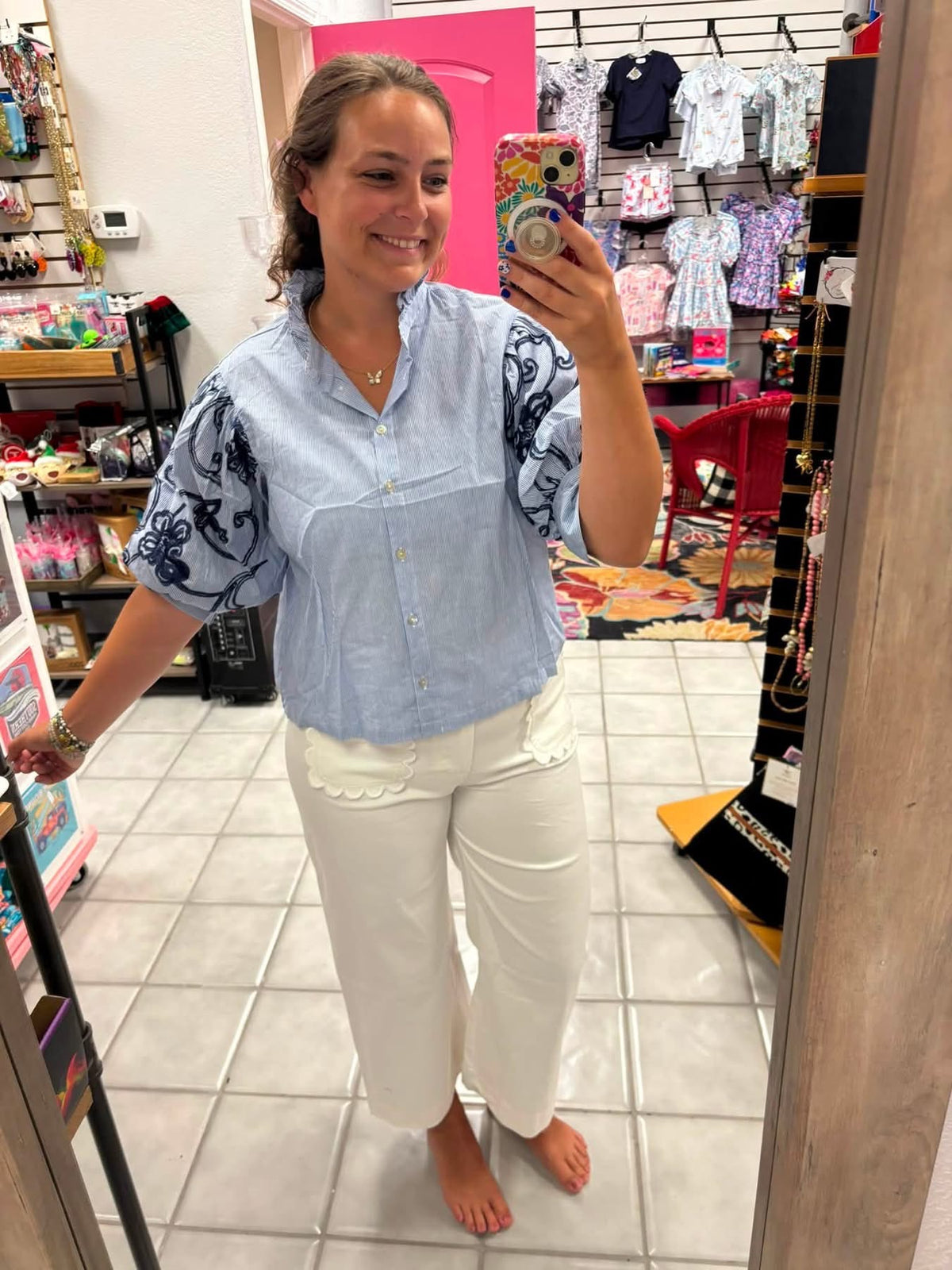 Embroidery Sleeve Top