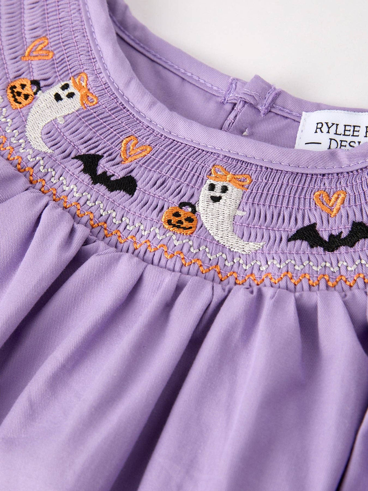 Purple Halloween Smock Embroidery Dress