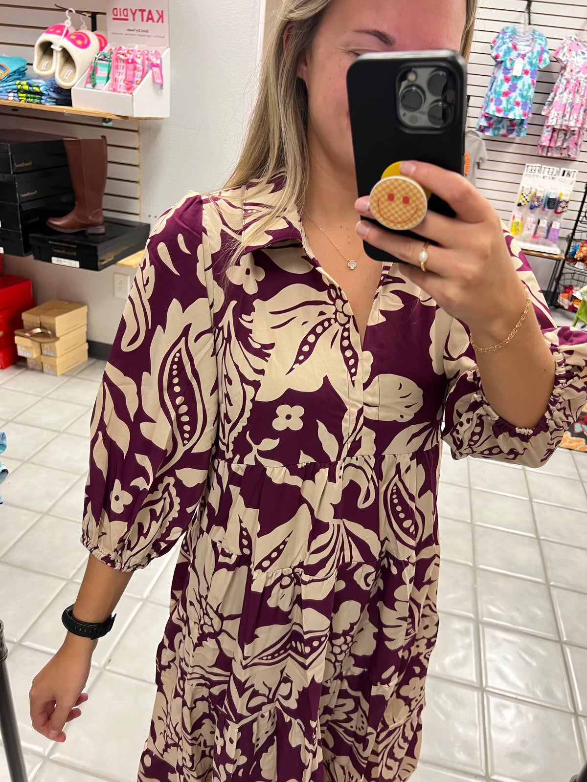 Plum Patterned Dress*