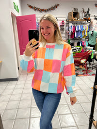 Fun Colored Checkered Sweater*