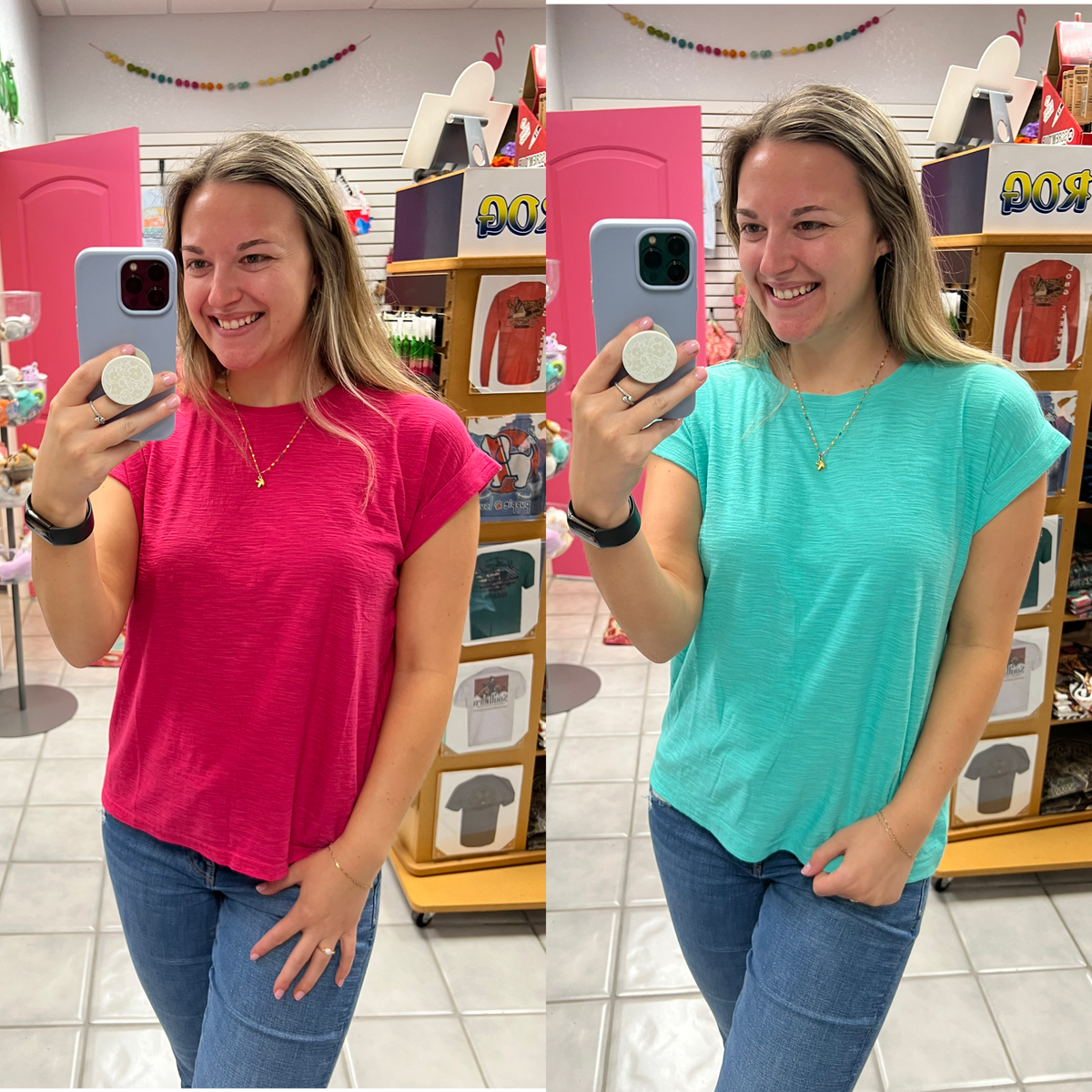 Slub Cuffed Sleeve Top