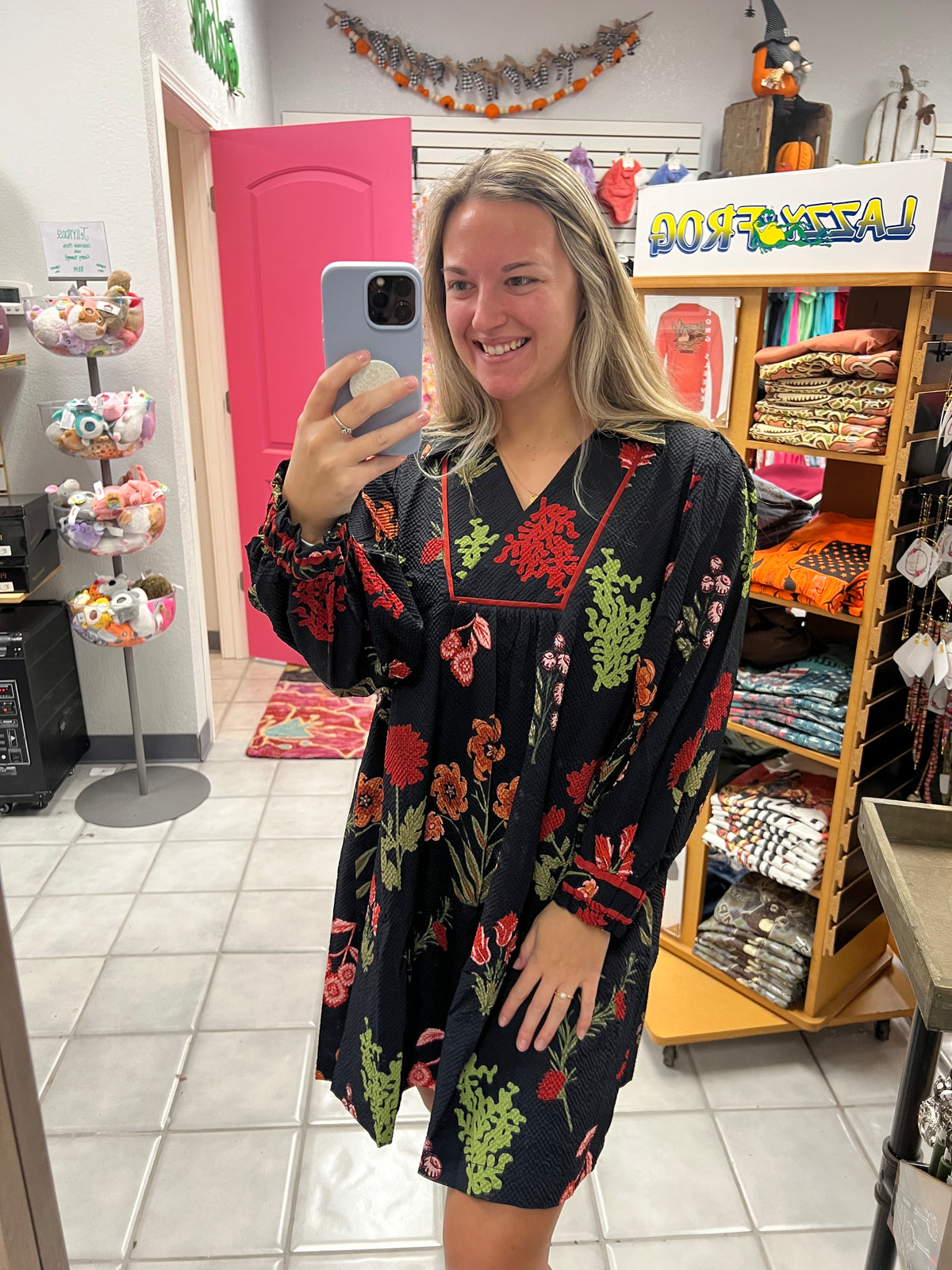 Textured Back Floral Dress