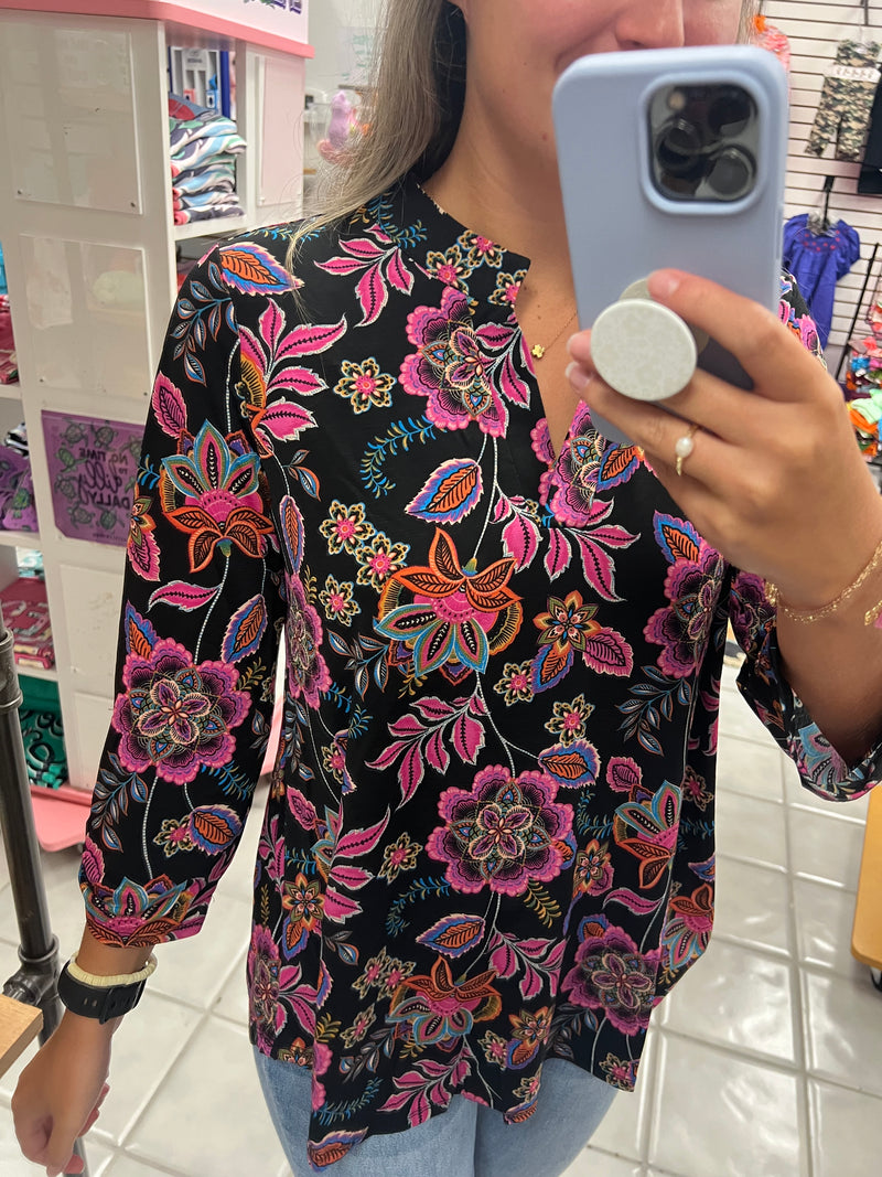 DS Lizzy Black Paisley Top