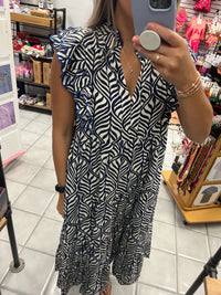 Tiered Navy Dress