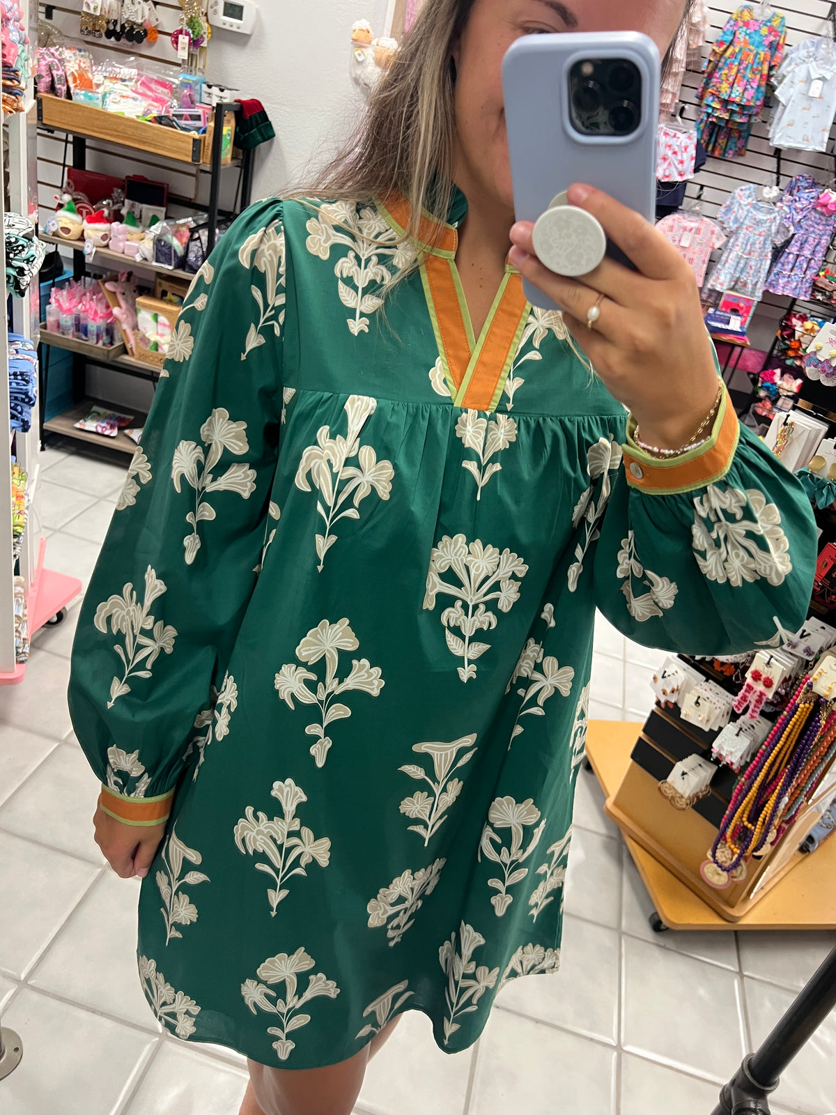 Jodifl Green Dress w/ White Flowers