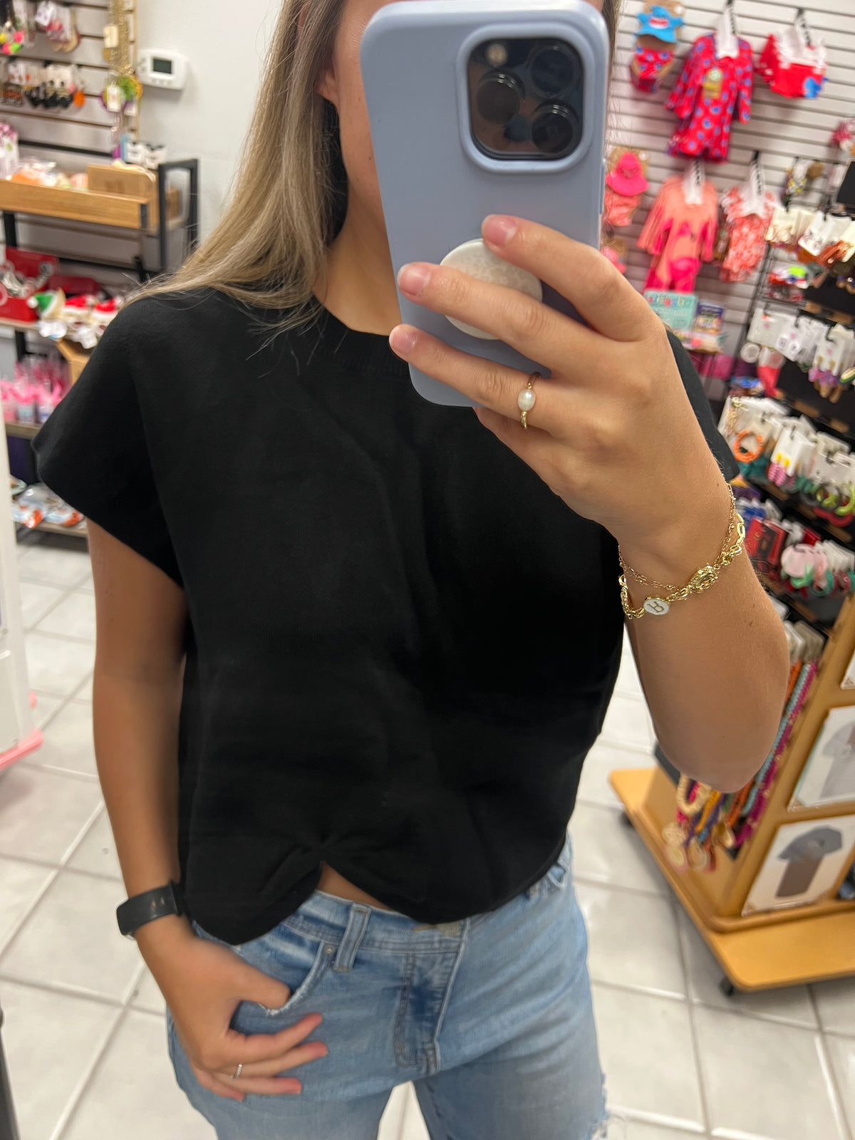 Short Sleeve Knot Sweater