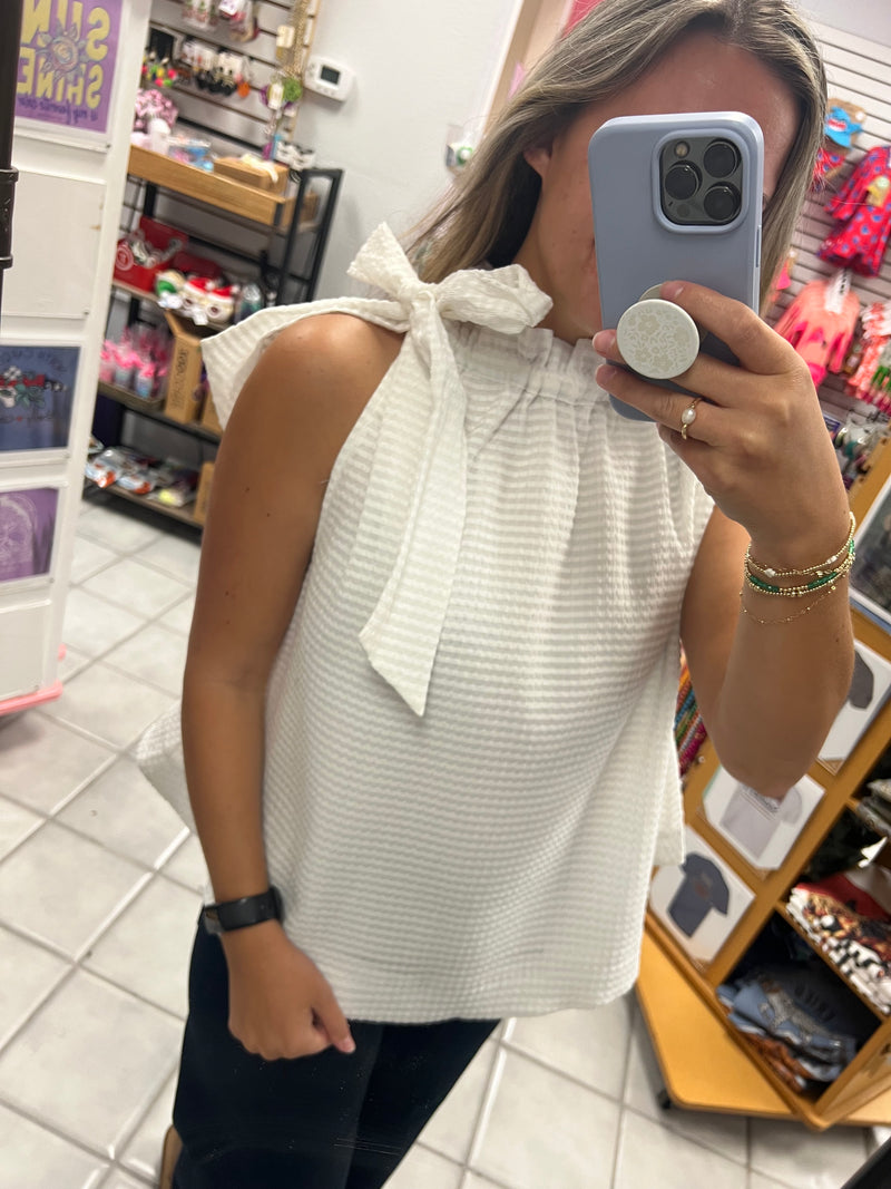 Ruffle Neck Sleeveless Top