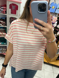 Z Striped Jacquard Round Neck Top