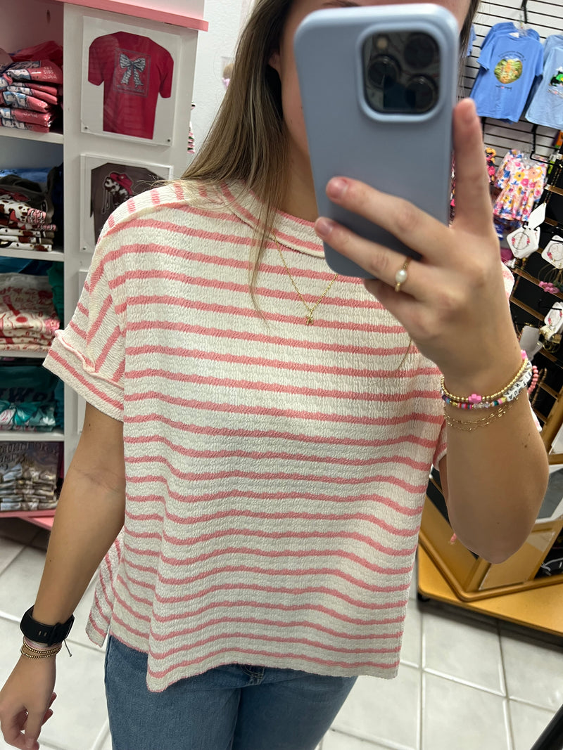Z Striped Jacquard Round Neck Top