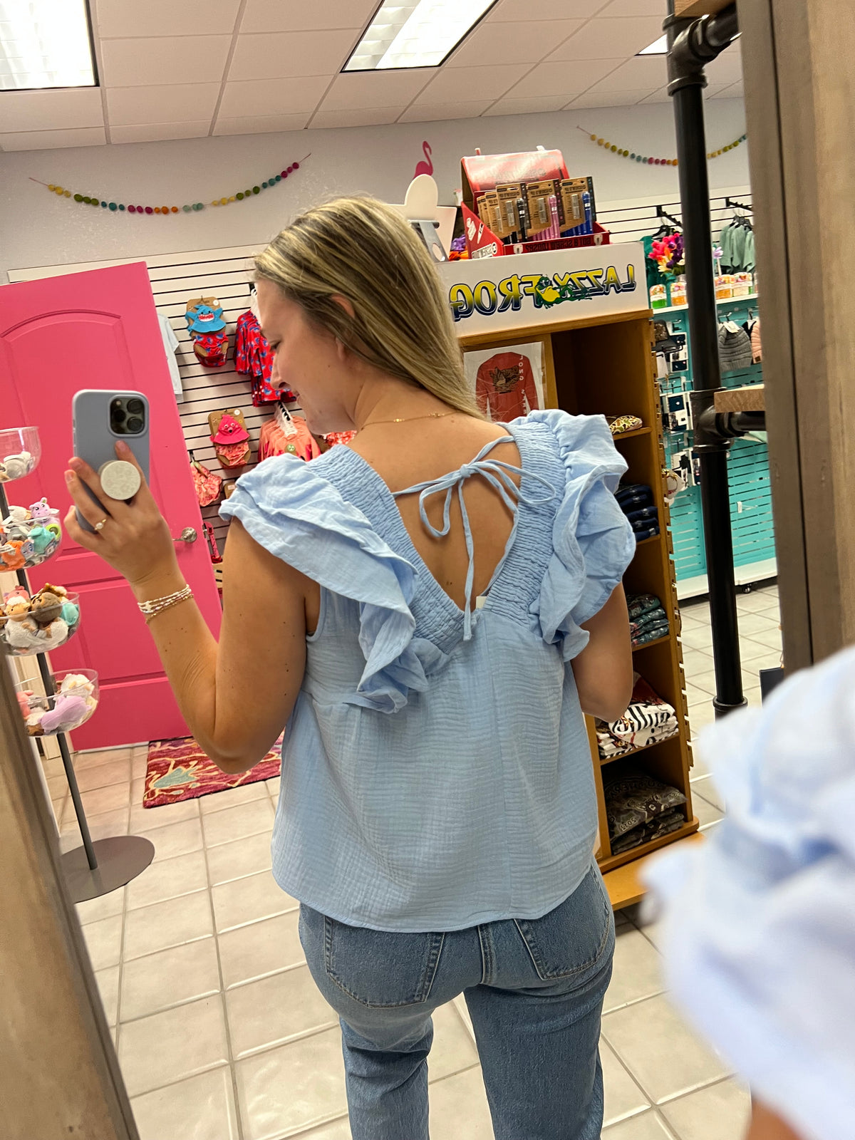 Ruffle Open Back Top