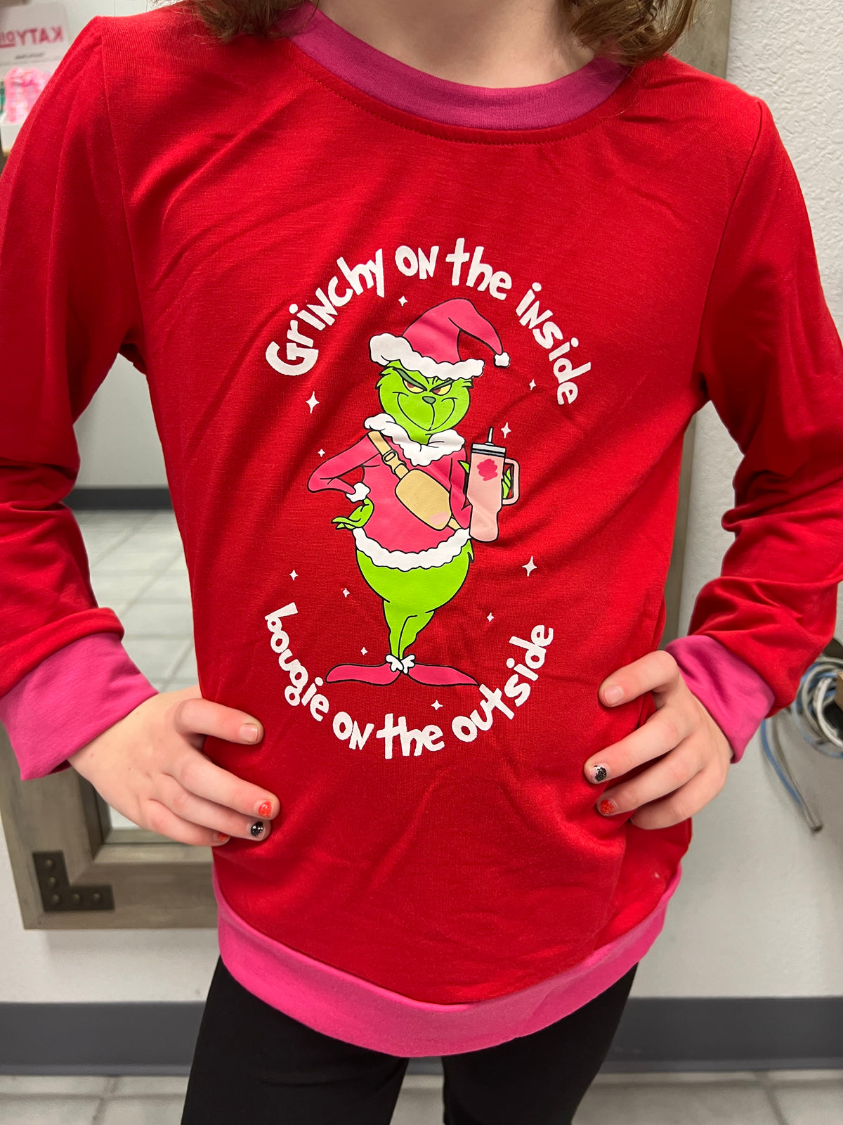 Grinchy On the Outside Youth Holiday Top*