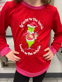 Grinchy On the Outside Youth Holiday Top*