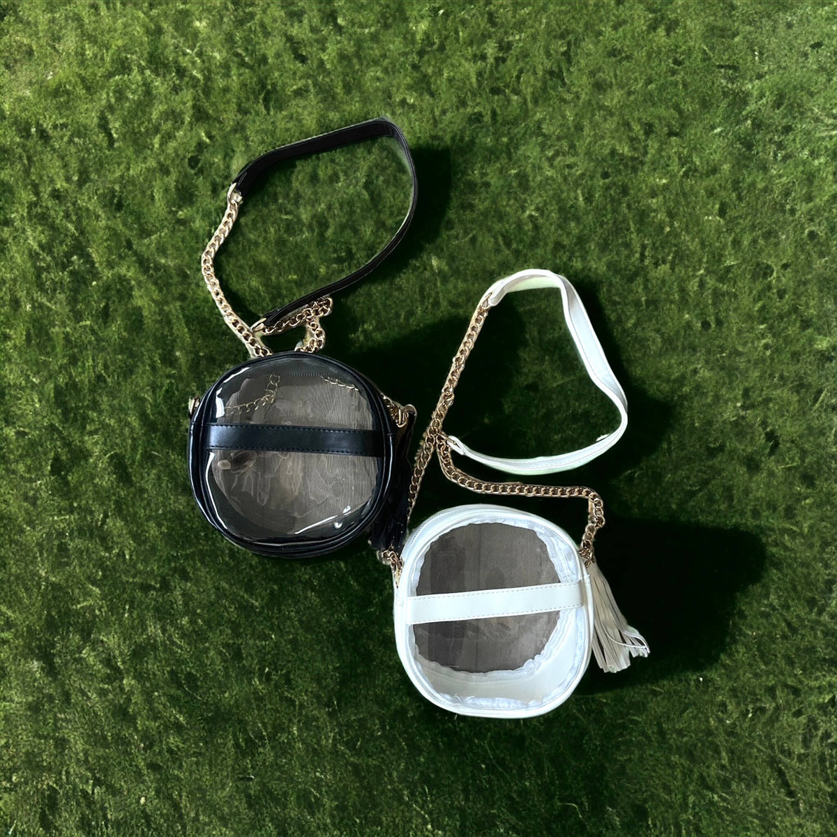 Stadium Bag, Clear Crossbody Bag, Circle Bag, Tassel: White*