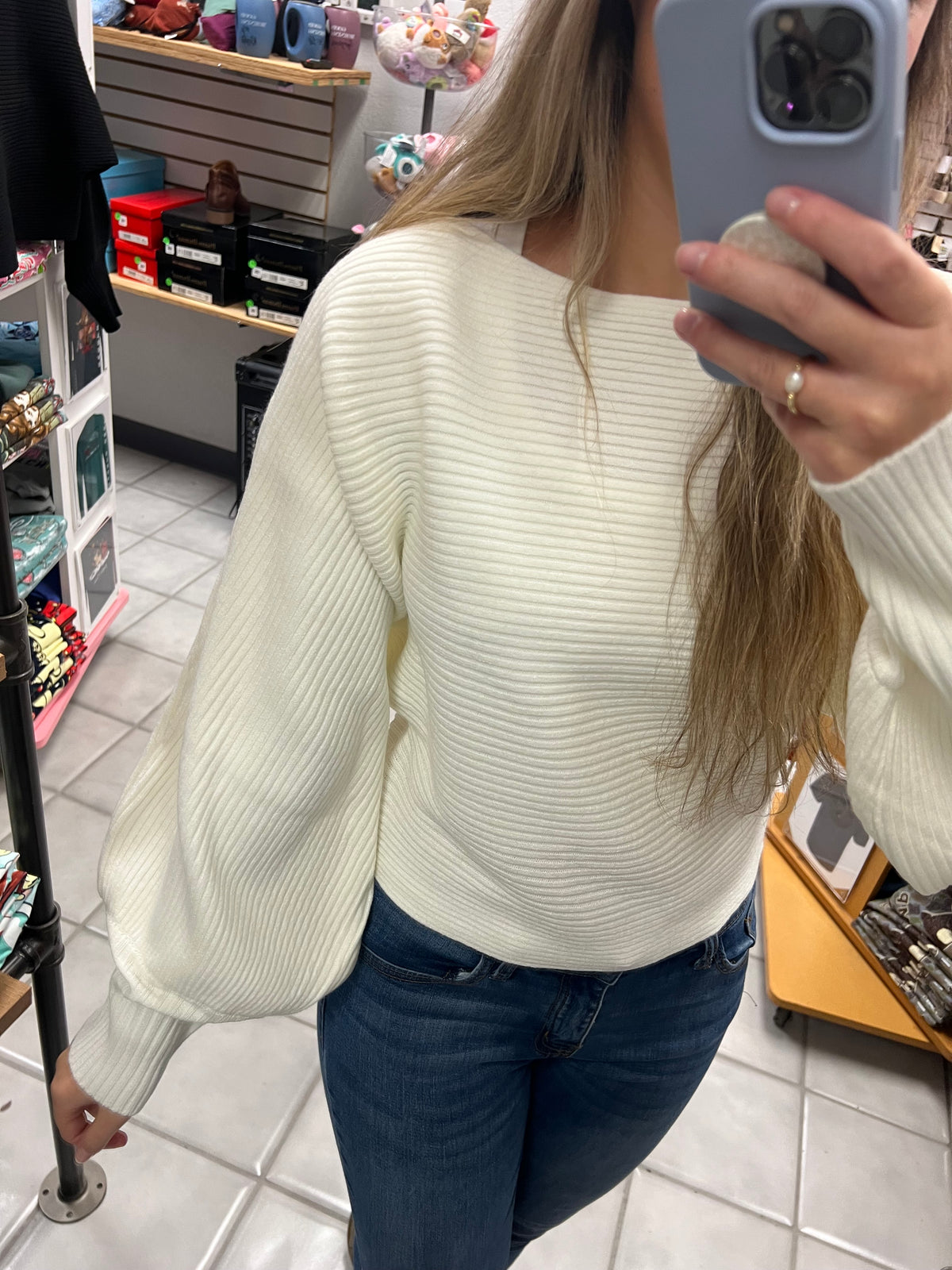 Z Boatneck Balloon Sleeve Sweater