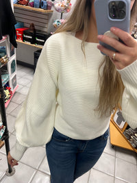 Z Boatneck Balloon Sleeve Sweater