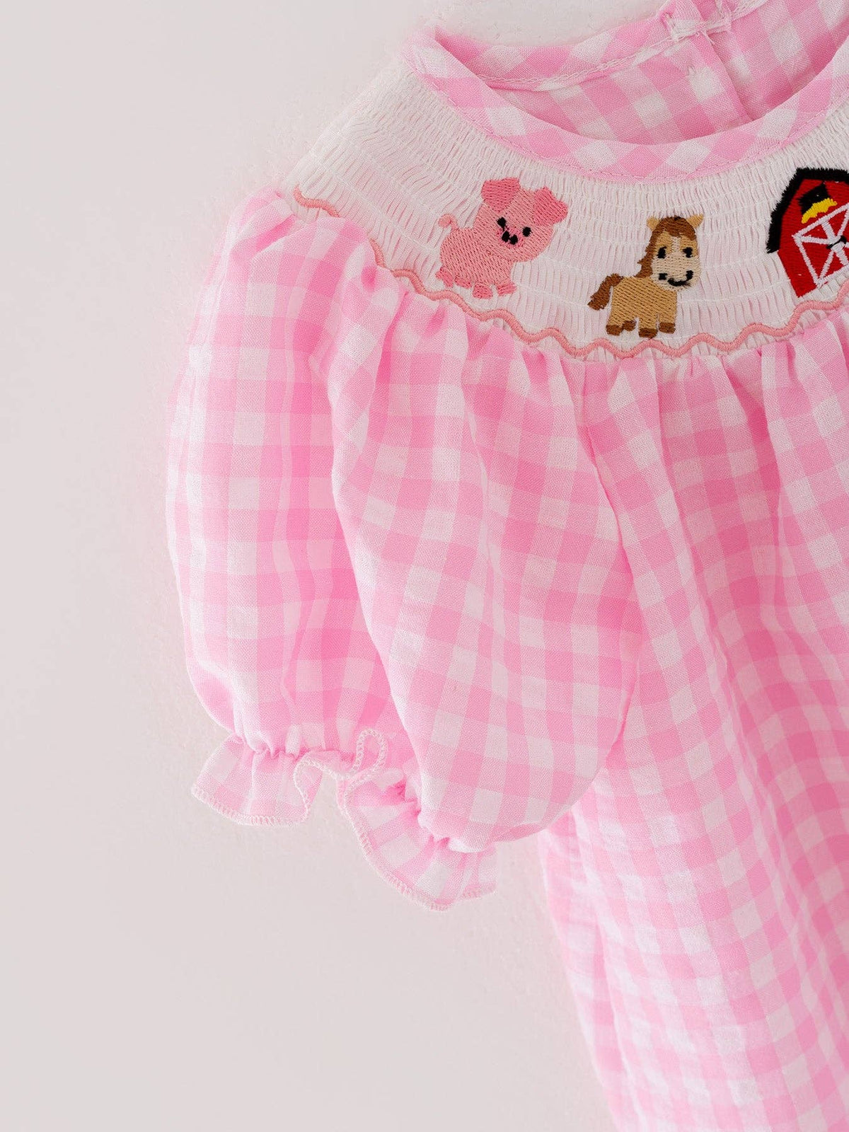 Farm Pink Smocking Embroidered Dress