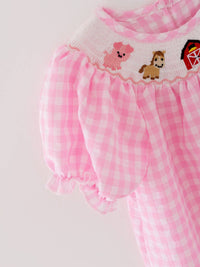 Farm Pink Smocking Embroidered Dress