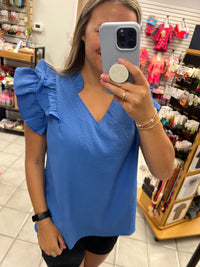 Ruffled V Neck Top