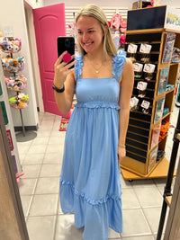 Ruffle Empire Waist Midi Dress
