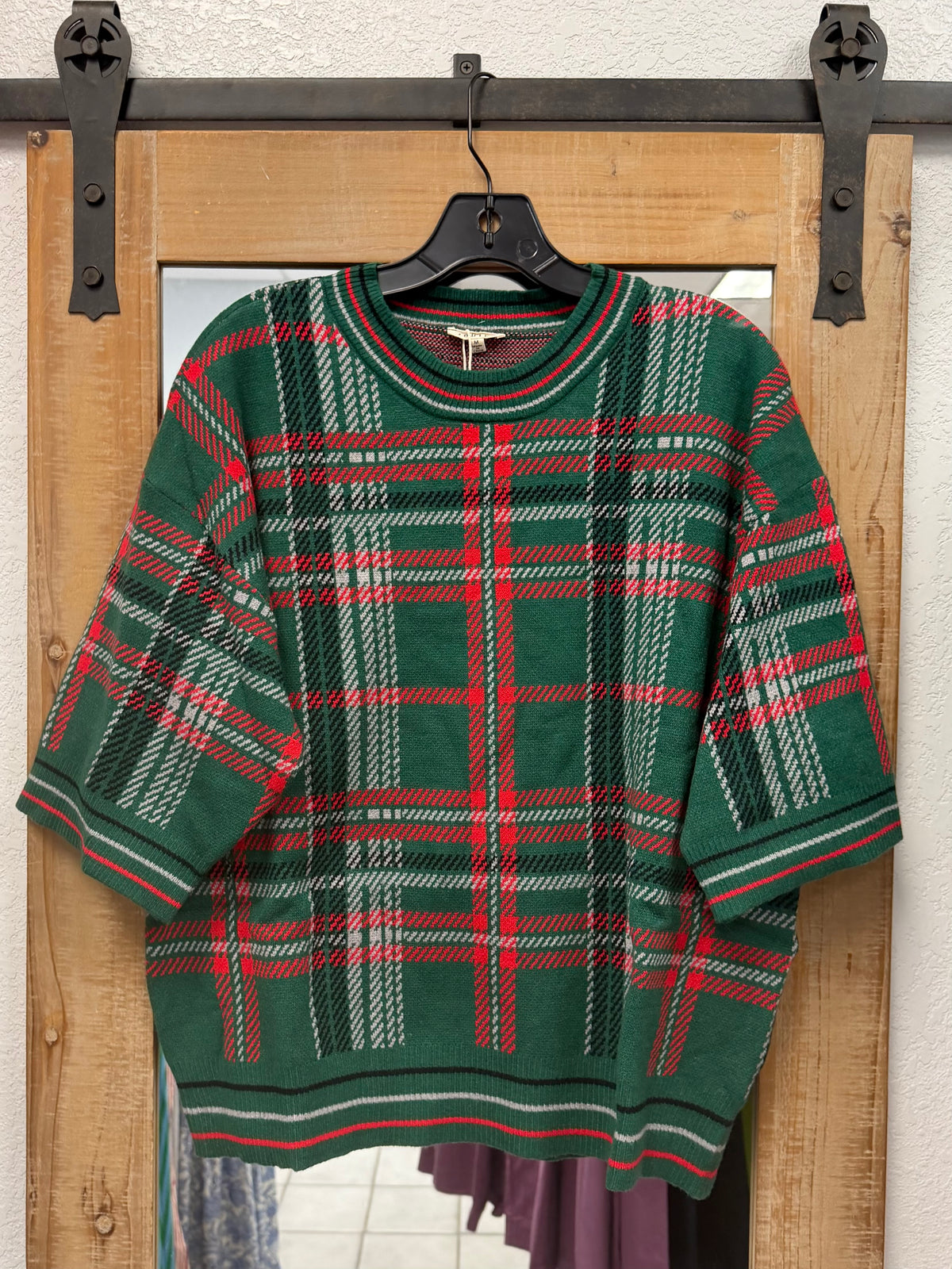 Jodifl Green/Red/White Plaid Sweater