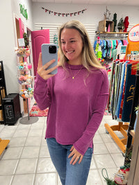 Z Round Neck Ribbed LS Top