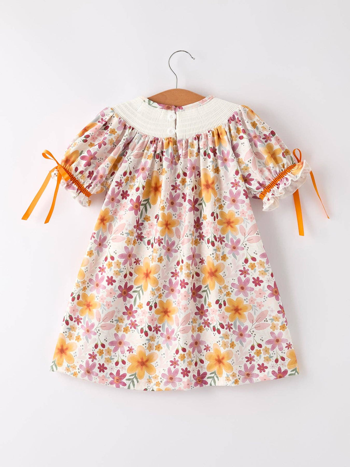 Fall Embroidery Smock Floral Dress