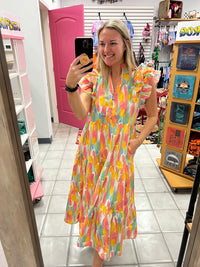 Paint Stroke Midi Dress