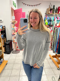 Z Round Neck Ribbed LS Top