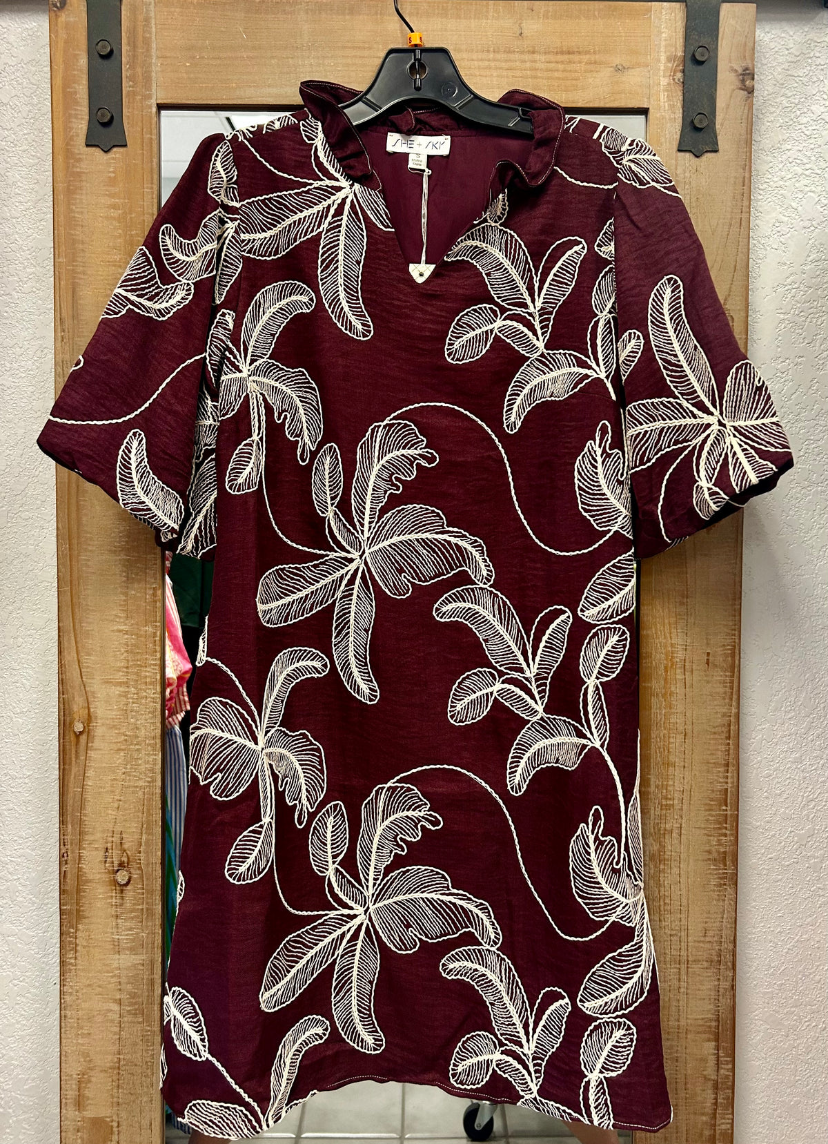She and Sky- Maroon Mid-Length Dress