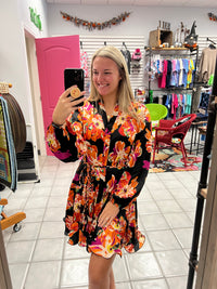 Satin fall Floral Dress*